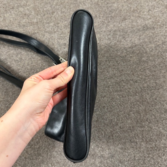 Ralph Lauren Black Leather Tote Shoulder Hand Bag Silver Hardware Vintage 90s - Picture 4 of 12